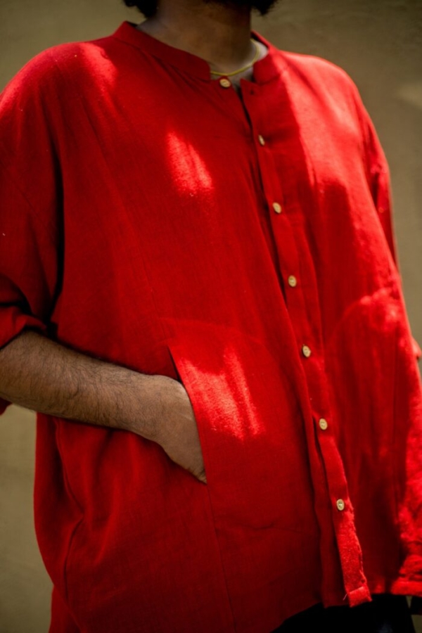 Red Boho Shirt - Loose fit