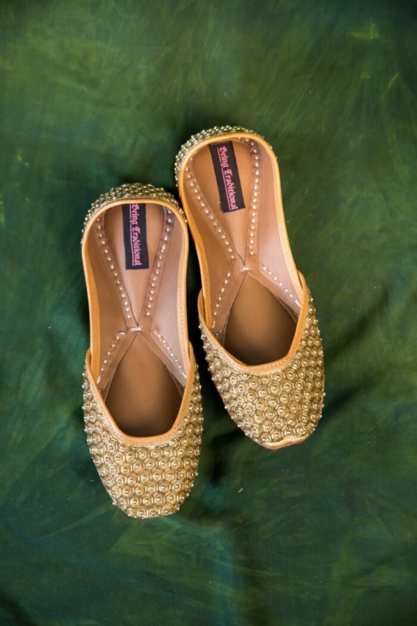 Leather Gold Khat-work Footwear